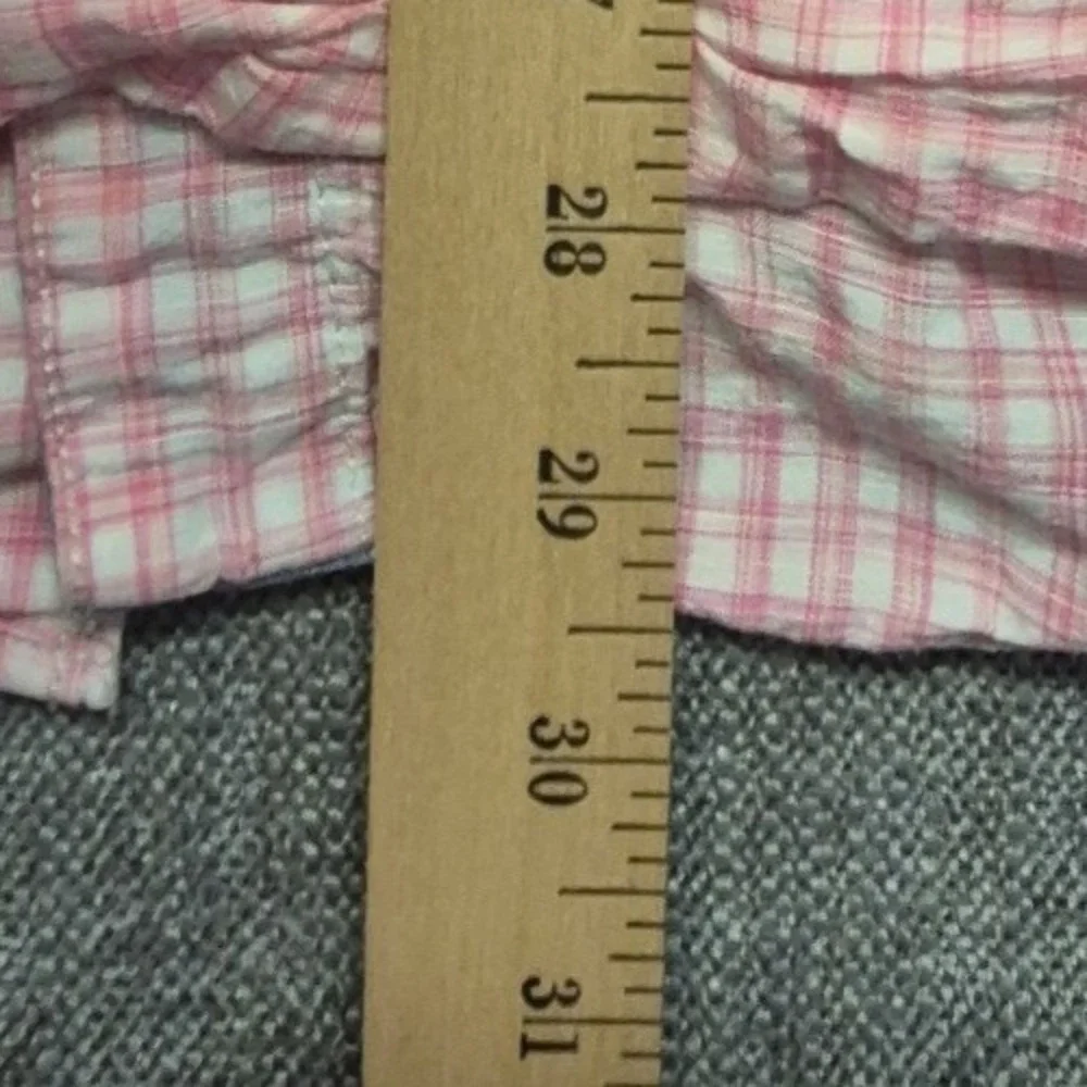 Tommy Bahama men's pink white checker short sleeve button‎ up XL Linen Blend